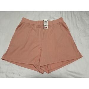 Ideology Womens Ribbed Shorts Casual Loungewear Pink Rose Large Made USA New B47